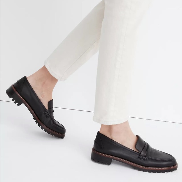 Madewell Black Leather Lug Sole Penny Loafers - Picture 4 of 5